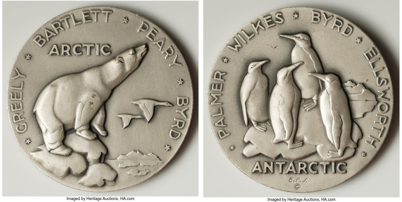 "Arctic - Antarctic" silver Medal 1941 UNC, Alexander-24.3. 72mm. 202gm. By Erwi...