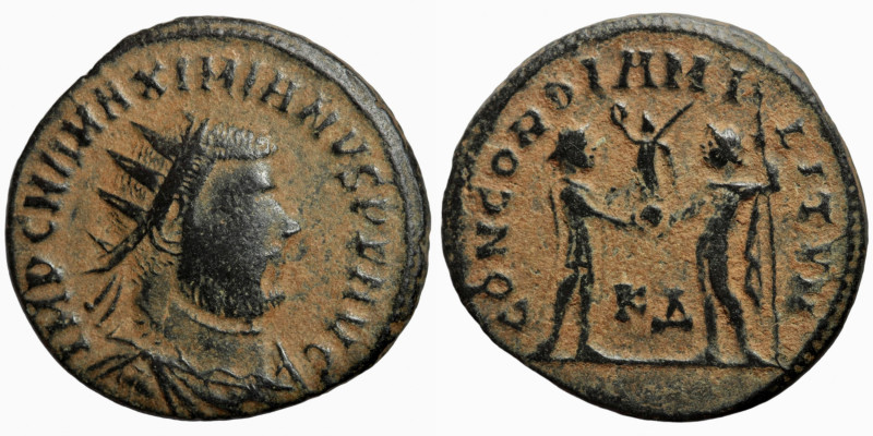 Maximianus. (285-295 AD). Æ Antoninian. Obv: IMP CMA MAXIMIANVS PF AVG. radiate ...