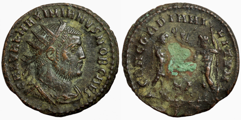 Maximianus. (285-295 AD). Æ Antoninian. Obv: IMP CMA MAXIMIANVS PF AVG. radiate ...