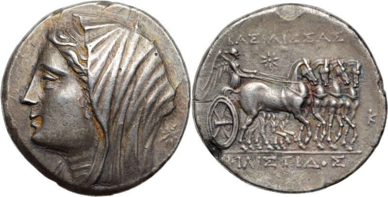 SICILE - SYRACUSE 
Philistis, épouse de Hiéron II.
16 Litrai AR. 13,34 g. (275-2...