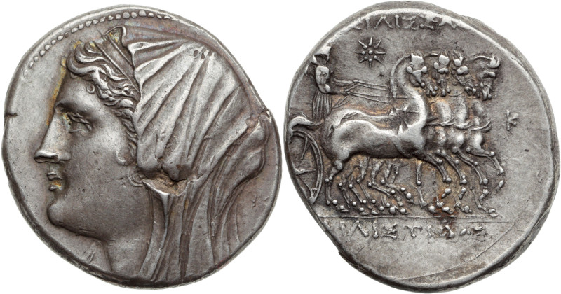 SICILE - SYRACUSE 
Philistis, épouse de Hiéron II.
16 Litrai AR. 13,41 g. (275-2...