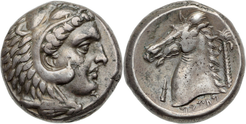 SICILE - SICULO-PUNIC (300-289 av. J.-C.)
Tétradrachme AR. 16,75 g. Émission des...