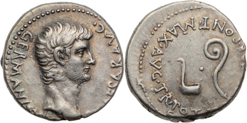 CALIGULA (37-41) 
Drachme d’argent 3,87 g. 
frappée à Césarée de Cappadoce en 37...