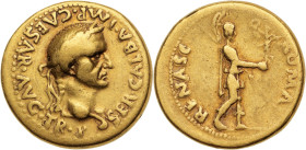 GALBA (68-69) 
Aureus 7,61 g. 
frappé en Espagne, à Tarraco (= Tarragone) 
A/ SER GALBA IMP CAESAR AVG TR P. Sa tête laurée à droite. Dessous, un glob...