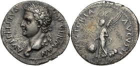 VITTELIUS (69)
Denier AR. 3,32 g. Espagne.
A/ A VITELLIUS IMP GERMAN. Sa tête laurée à gauche.
R/ VICTORIA AVGVSTI. Victoire à gauche la main posée su...