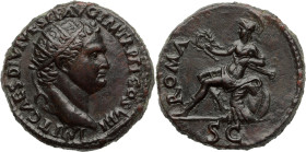 TITUS (79-81)
Dupondius BR. 12,60 g. Atelier de Bithynie (80-81)
A/ IMP T CAES DIVI VESP F AVG PM TR PPP COS VIII. Sa tête laurée à droite.
R/ ROMA. R...