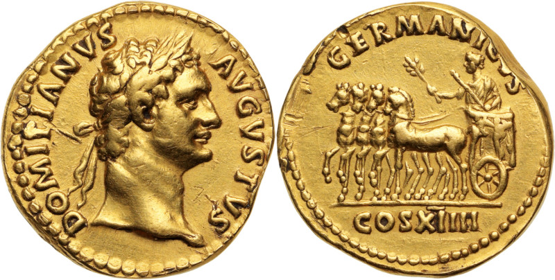 DOMITIEN (81-96)
Aureus 7,15 g. Rome (92-94)
A/ DOMITIANVS AVGVSTVS. Sa tête lau...