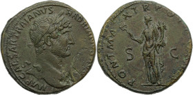 HADRIEN (117-138)
Sesterce BR. 26,13 g., Rome (119-120) 
A/ IMP CAESAR TRAIANVS - HADRIANVS AVG. Buste couronné et drapé.
R/ PONT MAX - TR POT COS III...
