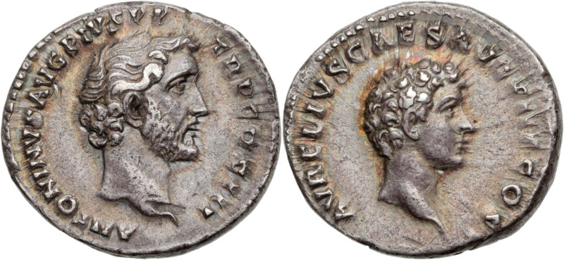 ANTONIN LE PIEUX (138-161)
 avec Marc Aurèle comme César (138-161) 
Denier AR. 3...
