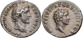 ANTONIN LE PIEUX (138-161)
 avec Marc Aurèle comme César (138-161) 
Denier AR. 3,31g. Rome en 140
A/ ANTONINVS AVG PIVS P P TR P COS III. Tête laurée ...