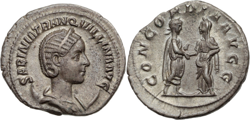 TRANQUILLINE, épouse de Gordien III 
Antoninien d’argent 4,00 g. frappé à Rome e...