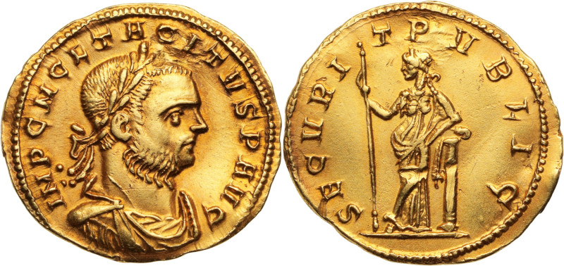 TACITE (275-276) 
Aureus 4,24 g. frappé à Antioche.  
A/ IMP C M CL TACITVS AVG....