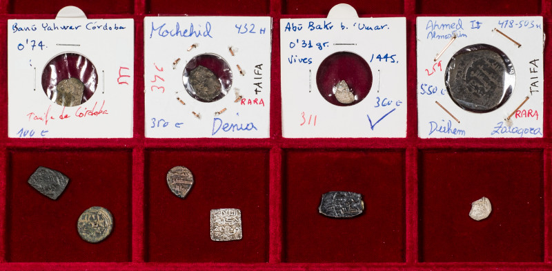 Lot of 10 coins from Al-Andalus. Containing Dirham fractions of the Banu Yahwar ...