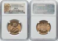 George V gold 10 Dollars 1914 MS63 NGC, Ottawa mint, KM27, Fr-3. Bank of Canada Hoard. HID09801242017 © 2023 Heritage Auctions | All Rights Reserved