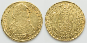 Charles III gold 8 Escudos 1786 NR-JJ VF, Nuevo Reino mint, KM50.1a. 37.3mm. 26.82gm. HID09801242017 © 2023 Heritage Auctions | All Rights Reserved