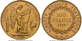 Republic gold 100 Francs 1911-A UNC Details (Reverse Damage) NGC, Paris mint, KM858, F-533/5. HID09801242017 © 2023 Heritage Auctions | All Rights Res...