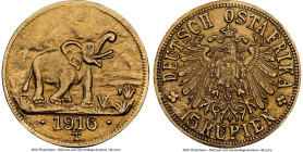 German Colony. Wilhelm II gold 15 Rupien 1916-T AU Details (Cleaned) NGC, Tabora mint, KM16.2, J-728a. Mintage: 6,395. Arabesque below A in OSTAFRIKA ...