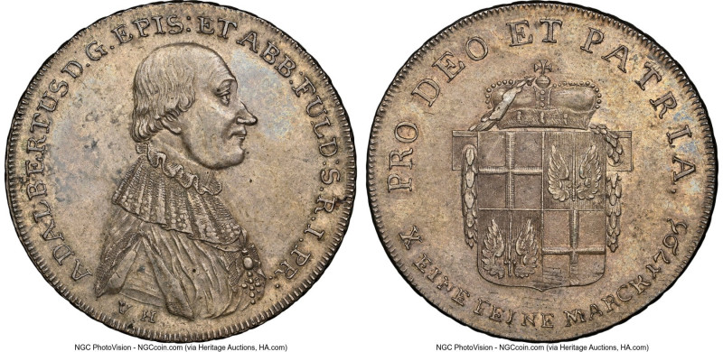 Fulda. Adalbert III von Harstall Taler 1796-VH AU58 NGC, Fulda mint, KM150, Dav-...