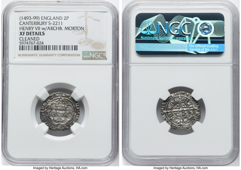 Henry VII (1485-1509) 1/2 Groat (2 Pence) (1493-1499) XF Details (Cleaned) NGC, ...