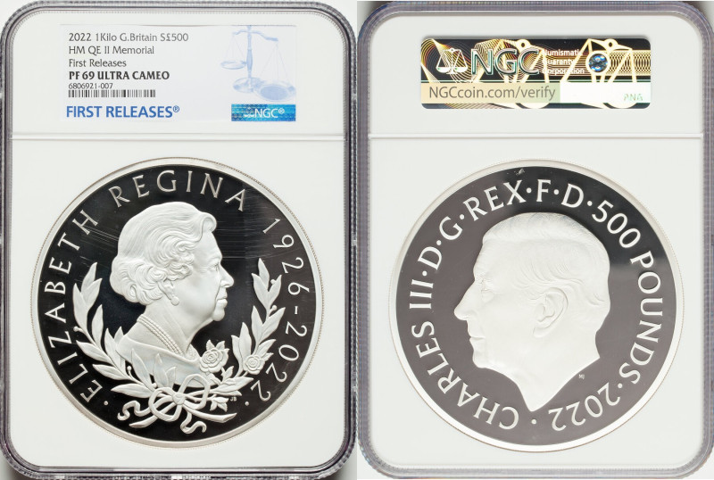 Charles III silver Proof "Queen Elizabeth II Memorial" 500 Pounds (1 Kilo) 2022 ...