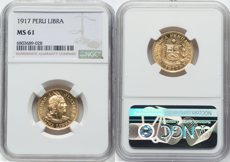 Republic gold Libra 1917 MS61 NGC, Lima mint, KM207, Fr-73. HID09801242017 © 202...