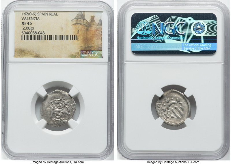 Pair of Certified Assorted Medieval issues NGC, 1) Valencia. Philip IV Real ND (...