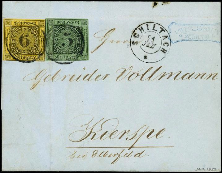 ALTDEUTSCHLAND. 
BADEN- MARKEN. 
3 Kr. schw. a.grün, 6 Kr. schw. a. gelb, beid...