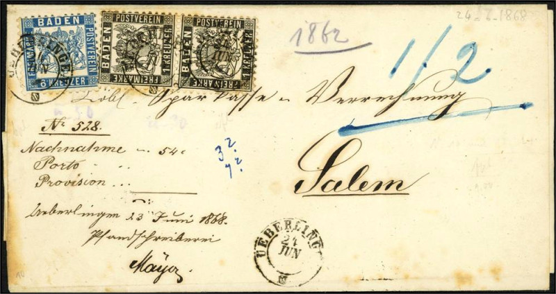 ALTDEUTSCHLAND. 
BADEN- MARKEN. 
1 Kr. schwarz a. weiss, senkr. Paar und 6 Kr....