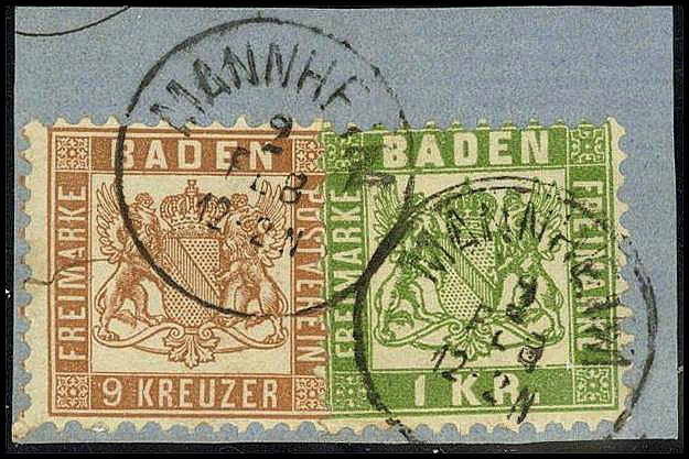 ALTDEUTSCHLAND. 
BADEN- MARKEN. 
9 Kr. hellbraun, 1 KR. hellgrün MANNHEIM K1 k...