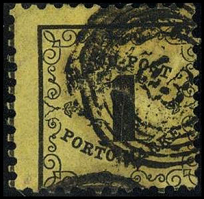 ALTDEUTSCHLAND.
BADEN- LANDPOSTMARKEN.
1 Kr. Landpost gelb "43" Freiburg, schw...