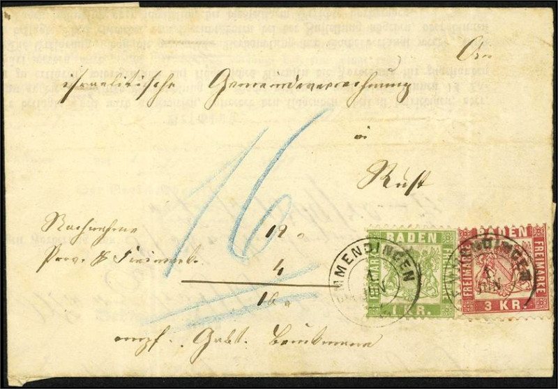 ALTDEUTSCHLAND. 
BADEN- ORTSSTEMPEL. 
EMMENDINGEN K2 n. Rust Zahlungsbefehl u....
