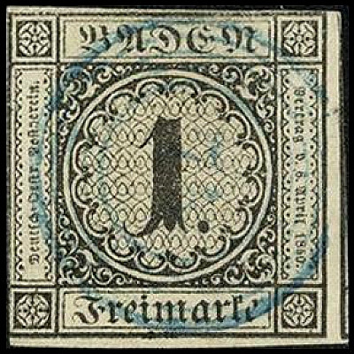 ALTDEUTSCHLAND.
BADEN- ORTSNUMMERNSTEMPEL.
"74" blau Krotzingen a. 1 Kr. schw....