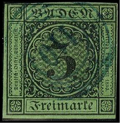 ALTDEUTSCHLAND. 
BADEN- ORTSNUMMERNSTEMPEL. 
"110" blau Pfullendorf 3 Kr. schw...