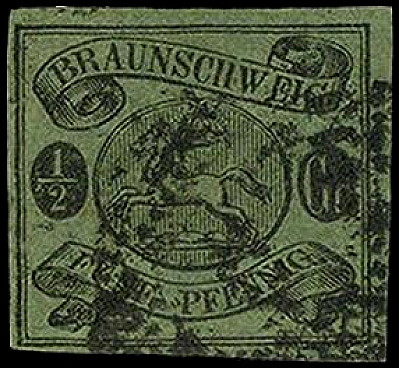 ALTDEUTSCHLAND. 
BRAUNSCHWEIG- MARKEN. 
1/2 Gr./5 Pf. schw. a.lebhaftgraugrün ...