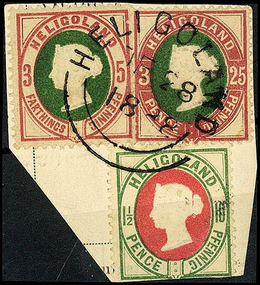 ALTDEUTSCHLAND. 
HELGOLAND- MARKEN. 
Farthing / 5 Pf, 1 1/2 P. /10 Pf.unten be...