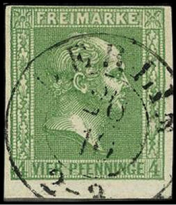 ALTDEUTSCHLAND. 
PREUSSEN- MARKEN. 
4 Pfennig grün, voll-breitr. v. Unterrand ...