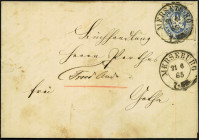 ALTDEUTSCHLAND. 
PREUSSEN- ORTSSTEMPEL. 
MERSEBURG K2, 21 6 65 (Prov.Sa.) a. 2 Sgr. ultramarin klar, zentr. Vs. l. gebräunt. Mi. 17a. . 


Pra.✉...