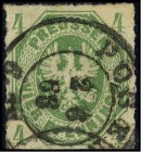 ALTDEUTSCHLAND.
PREUSSEN- ORTSSTEMPEL.
POSEN K2, zentr., klar a. 4 Pfg., unten leicht tangiert. Mi. 14a. .

Pra. ∆