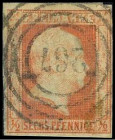 ALTDEUTSCHLAND. 
PREUSSEN- NUMMERNSTEMPEL. 
"267" Coswig (Anhalt) zentr. klar a.1/2 Sgr./6 Pfg. rotorange, voll-breitr. Mi. 1(70,-). . 


Pra. ⊙...