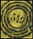 ALTDEUTSCHLAND. 
PREUSSEN- NUMMERNSTEMPEL. 
"549" Grünberg (Schles.) zentr. klar. a. 3 Sgr. schw. a. gelb, breitr. Mi. 4a. . 


Pra. ⊙