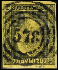 ALTDEUTSCHLAND. 
PREUSSEN- NUMMERNSTEMPEL. 
"578" Hamburg, zentr., klar a. 3 Sgr. schw. a.gelb, voll- breitr. Mi. 4a. . 


Kab.⊙