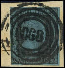 ALTDEUTSCHLAND. 
PREUSSEN- NUMMERNSTEMPEL. 
"868" Lissa (Posen) zentr. klar a. 2 Sgr. schw. a. blau, l. unten knapp, sonst breitr. sign. IRA.WIEN ?....