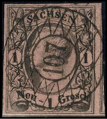 ALTDEUTSCHLAND. 
SACHSEN- NUMMERNSTEMPEL. 
"107" Wermsdorf zentrisch, klar a. ...