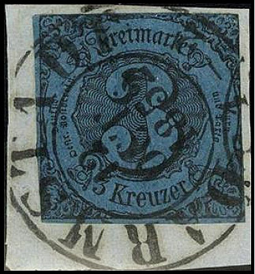 ALTDEUTSCHLAND. 
THURN UND TAXIS- ORTSSTEMPEL. 
DARMSTADT 1852 K2 gross a. 3 K...