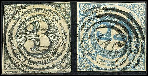 ALTDEUTSCHLAND. 
THURN UND TAXIS- NUMMERNSTEMPEL. 
"144", "145" Ortenberg, Ost...