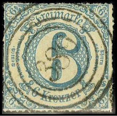 ALTDEUTSCHLAND. 
THURN UND TAXIS- NUMMERNSTEMPEL. 
"389" Lauscha, zentr., klar...