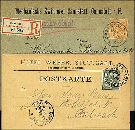 ALTDEUTSCHLAND. 
WÜRTTEMBERG- MARKEN. 
25 Pf. gelborange R.-Bf., 5 Pfg. dunkel...