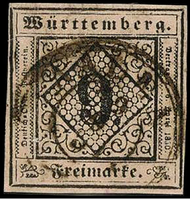 ALTDEUTSCHLAND. 
WÜRTTEMBERG- ORTSSTEMPEL. 
AALEN K2 a 9 Kr. schw. a. helllila...