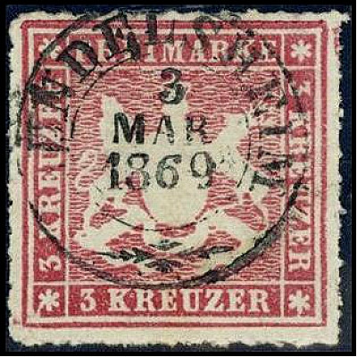 ALTDEUTSCHLAND. 
WÜRTTEMBERG- ORTSSTEMPEL. 
(G)UNDELSHEIM K2 klar u. zentr. a....