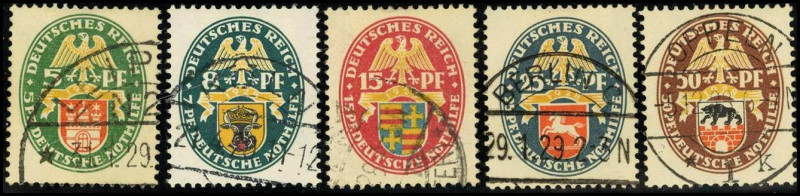 DEUTSCHES REICH. 
WEIMARER REPUBLIK 1923-1933. 
Nothilfe 1928. Mi. 425-429 (20...